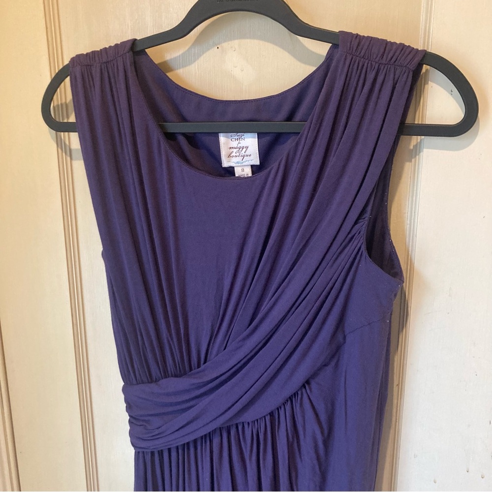 Suzy Chin for Maggy Boutique Grecian Asymmetrical Purple Dress